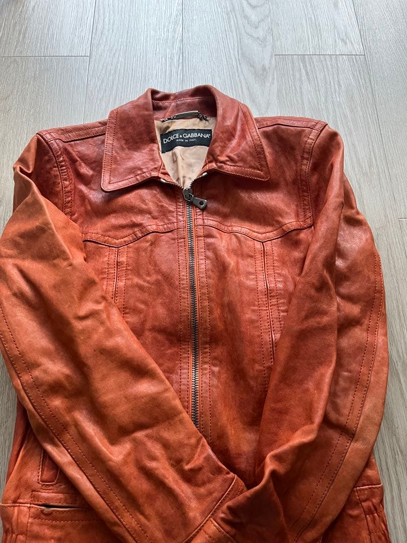 DOLCE & GABBANA ラムスキンレザージャケット　44