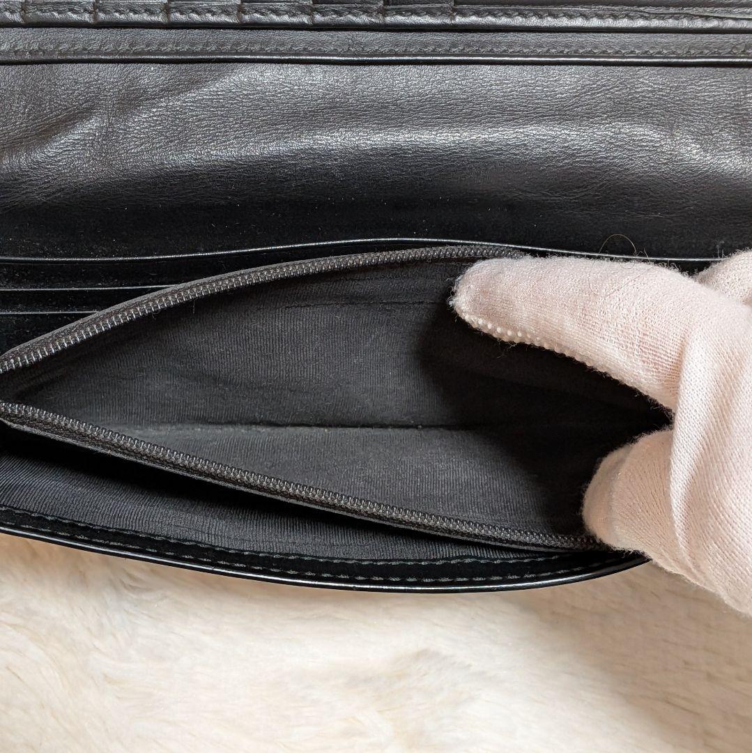 グッチ✨️長財布 GGシマ ドリアン シマレザー フラップ 黒 本革 牛革