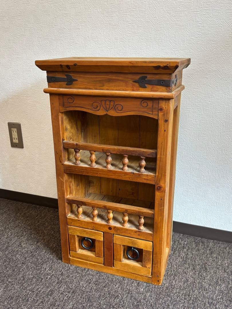 引き出し付き　ミニラック　カントリー調　飾り棚