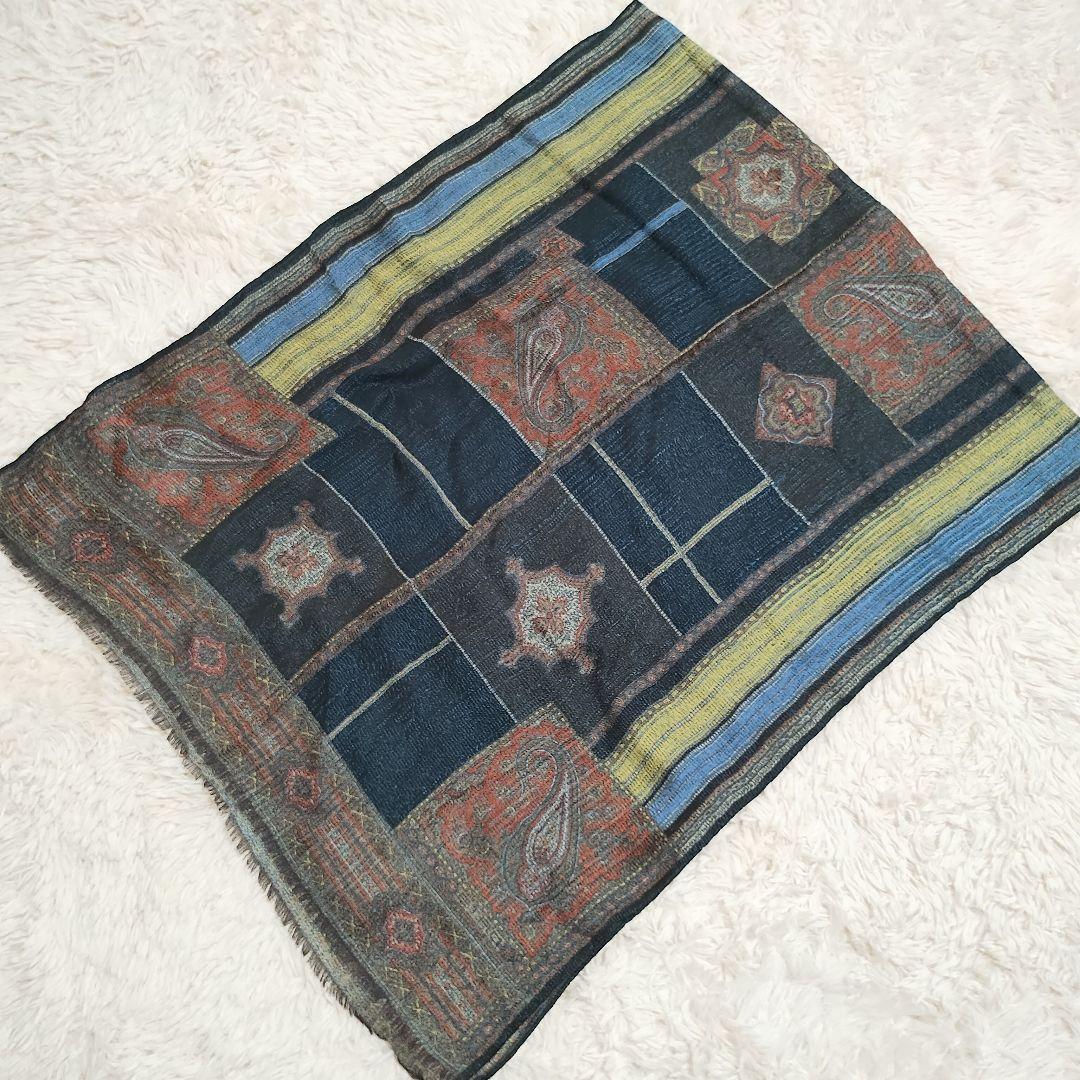 新品　ETRO　エトロ　大判ストール　ペイズリー柄　総柄　シルク32%　イタリア