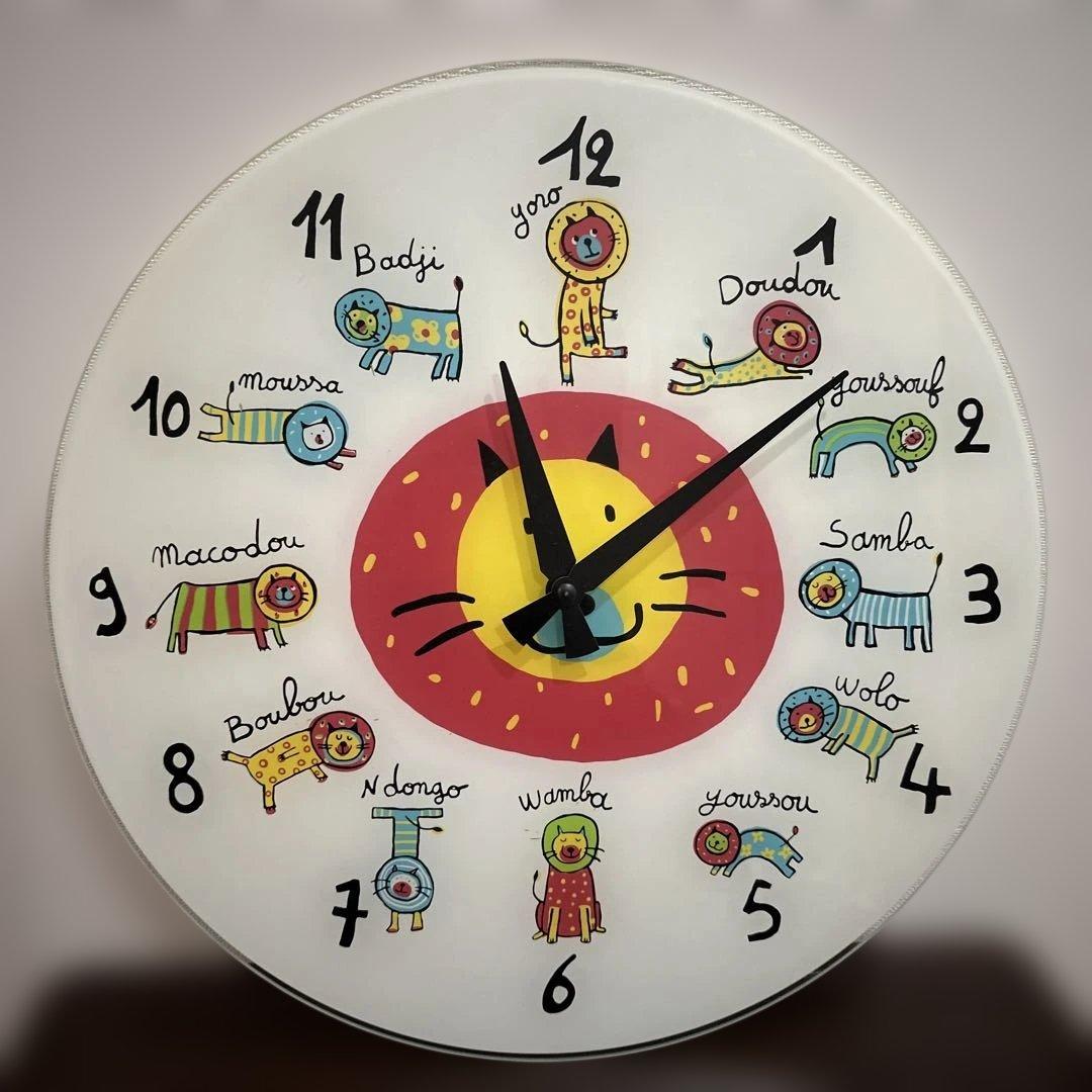 IDEA LABELガラスウォールクロックキャットアニマル掛け時計猫壁掛け時計