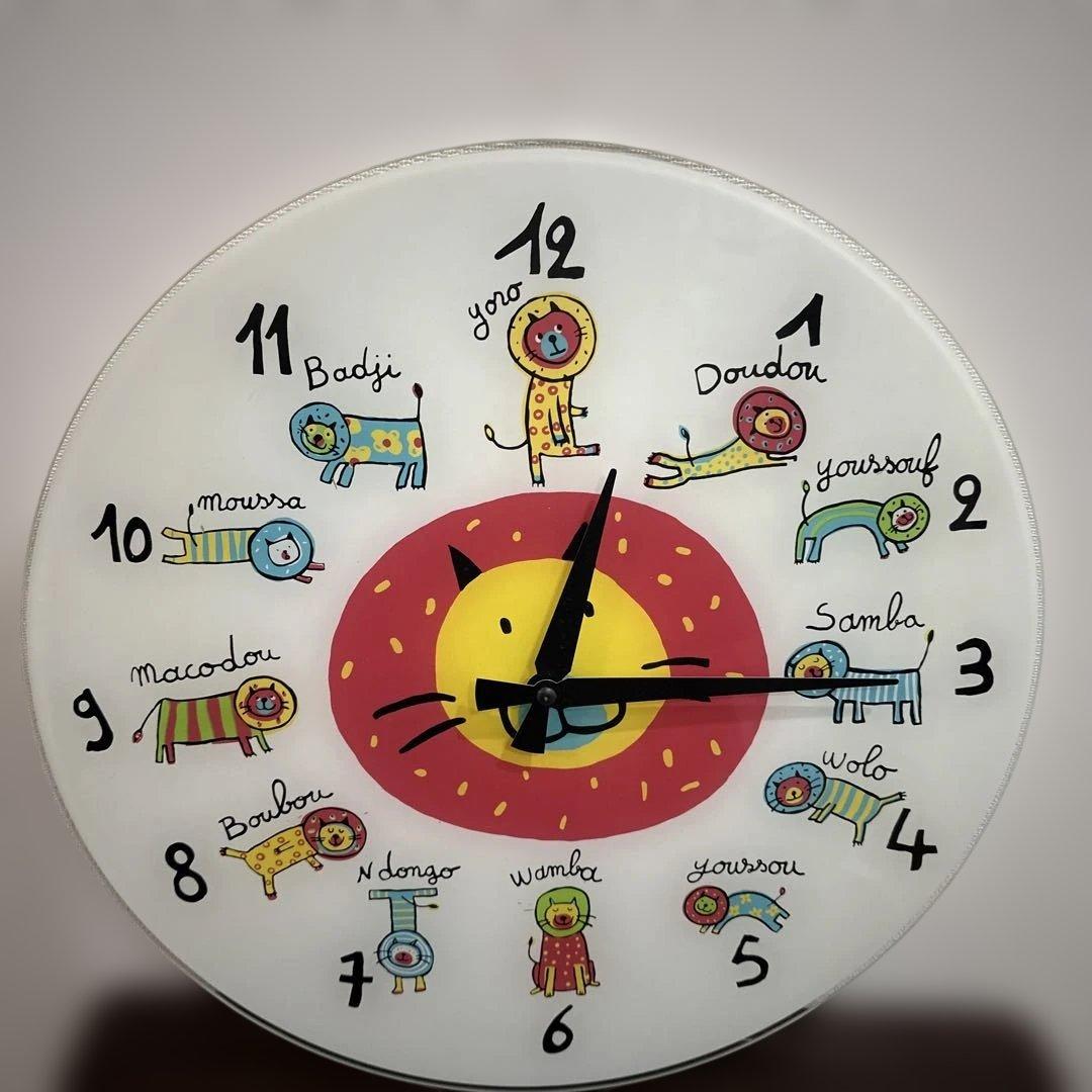 IDEA LABELガラスウォールクロックキャットアニマル掛け時計猫壁掛け時計