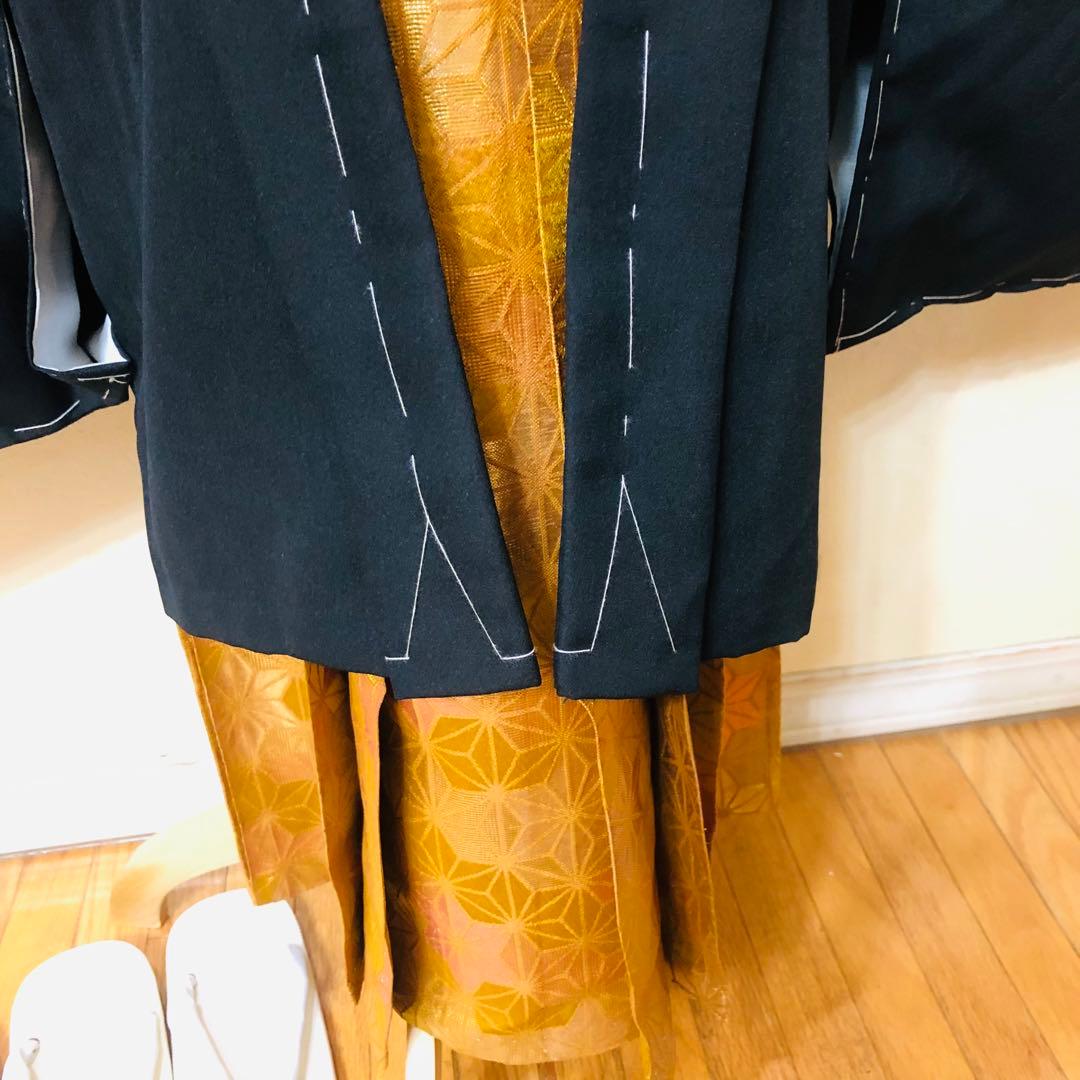 美品‼️七五三 五歳‼️黒地 紋付格上‼️金蘭袴‼️完全フルセット‼️ 家から揃え無 秀品