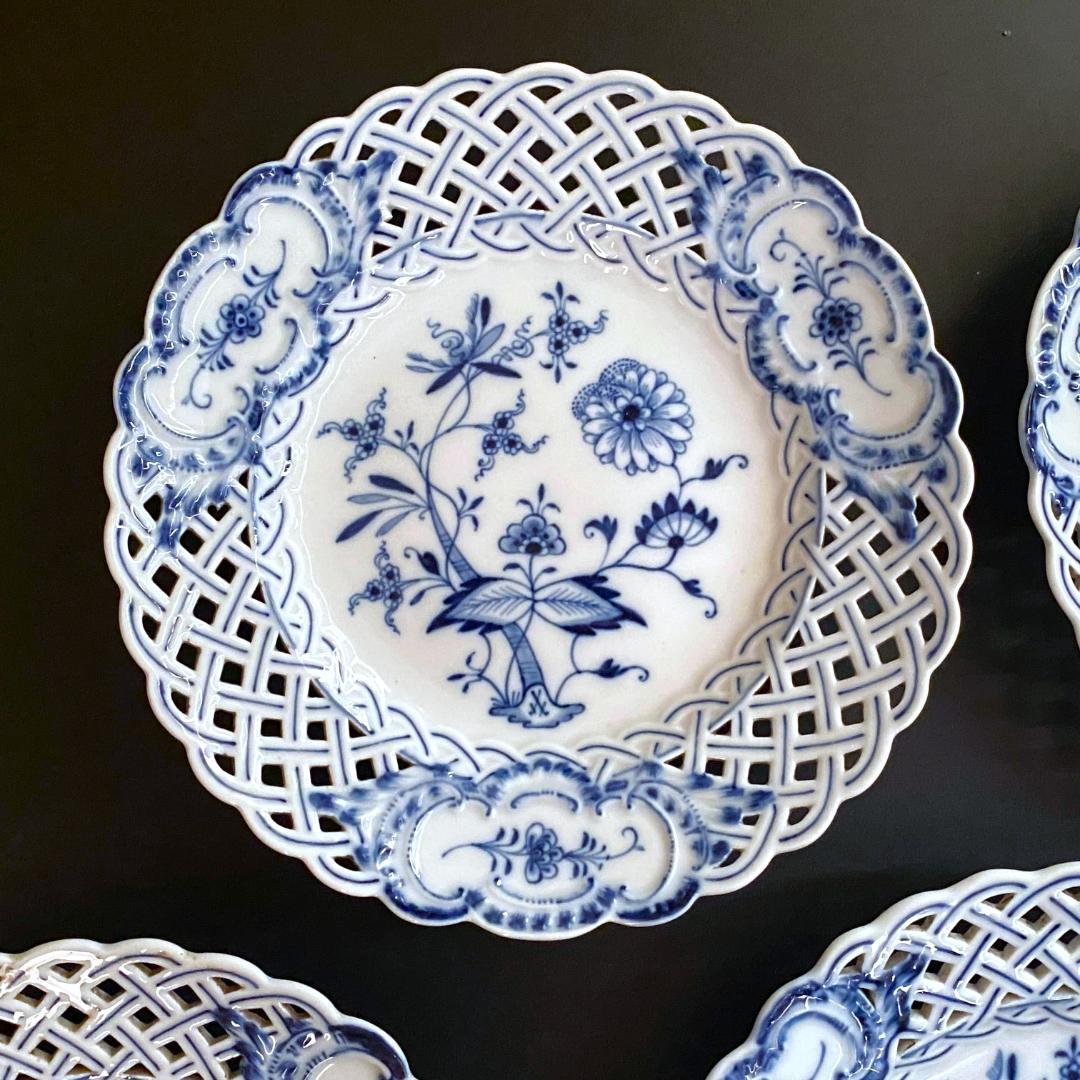 【美品】マイセン☆ブルーオニオン☆メッシュプレート５枚セット☆１級品