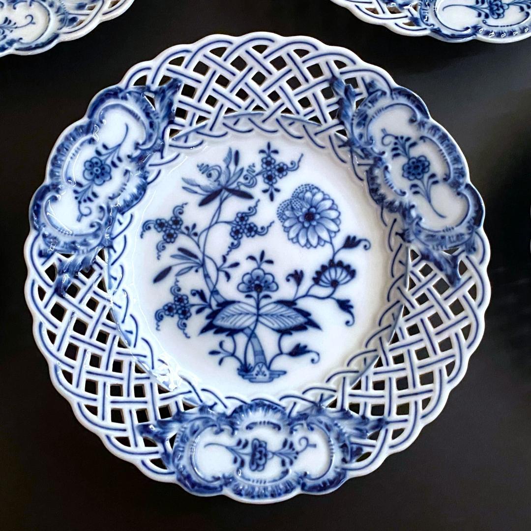 【美品】マイセン☆ブルーオニオン☆メッシュプレート５枚セット☆１級品