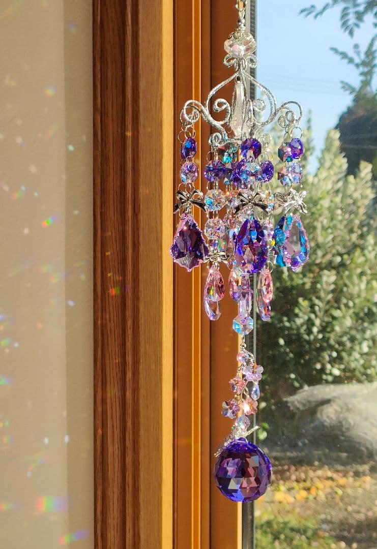 スワロフスキー✨️ブルーバイオレットボール40シャンデリア✨️サンキャッチャー