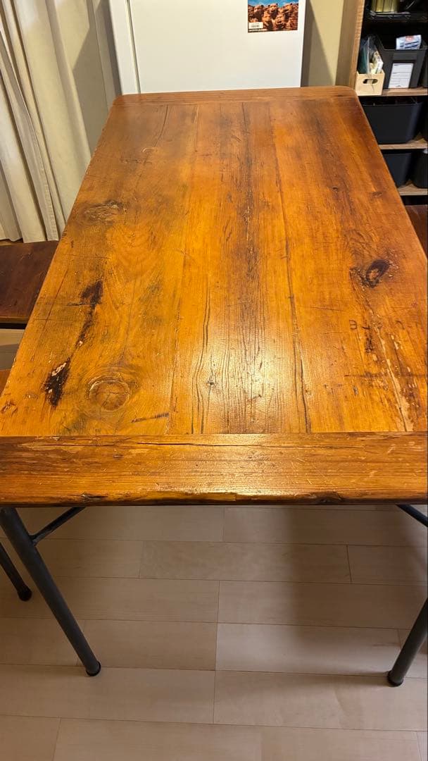 「直接引き取りのみ」（大阪府）木製ダイニングテーブル・椅子二脚・ ベンチセット