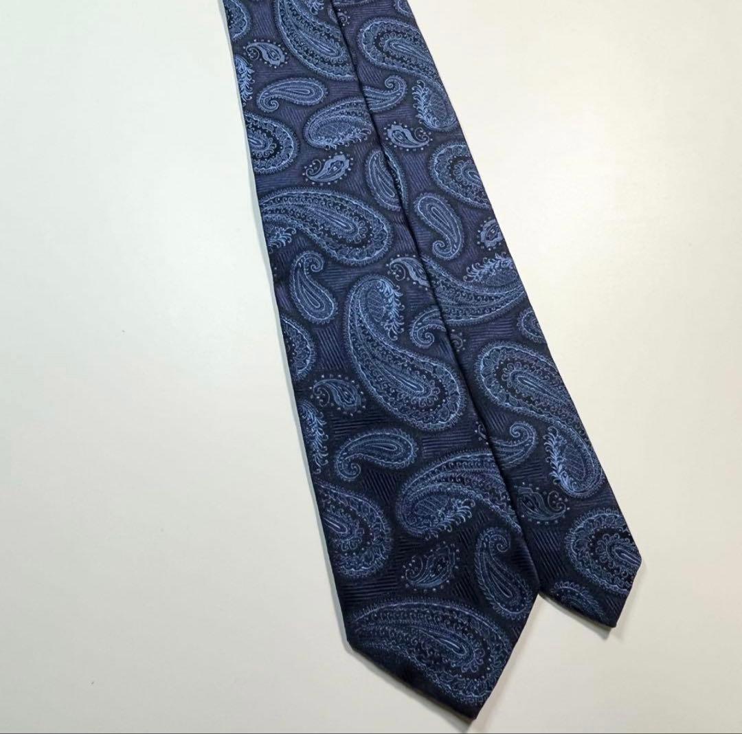 極美品　FRANCO BASSI フランコバッシ　ネクタイ ペイズリー　青