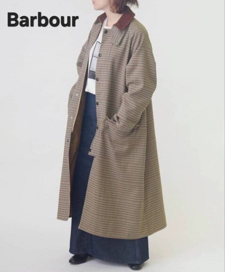 Barbour チェック柄ロングコート