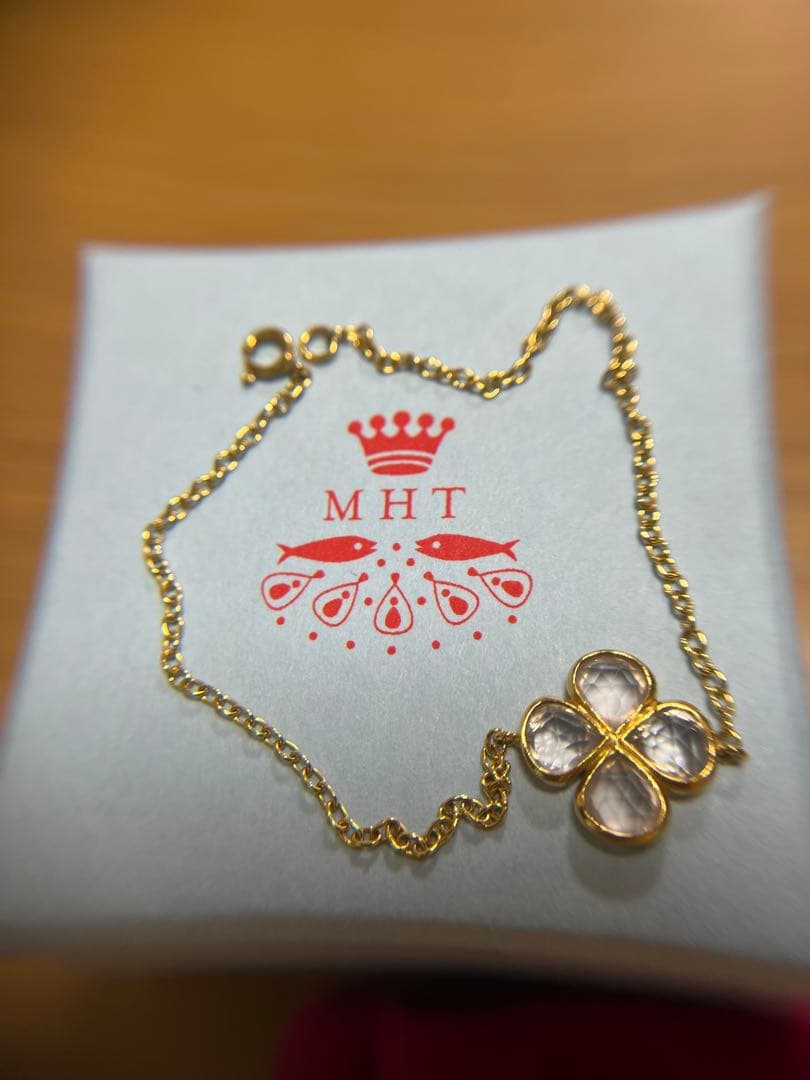 マリーエレーヌMHT K22（純度91.7%）クローバー ローズクォーツ　ブレス