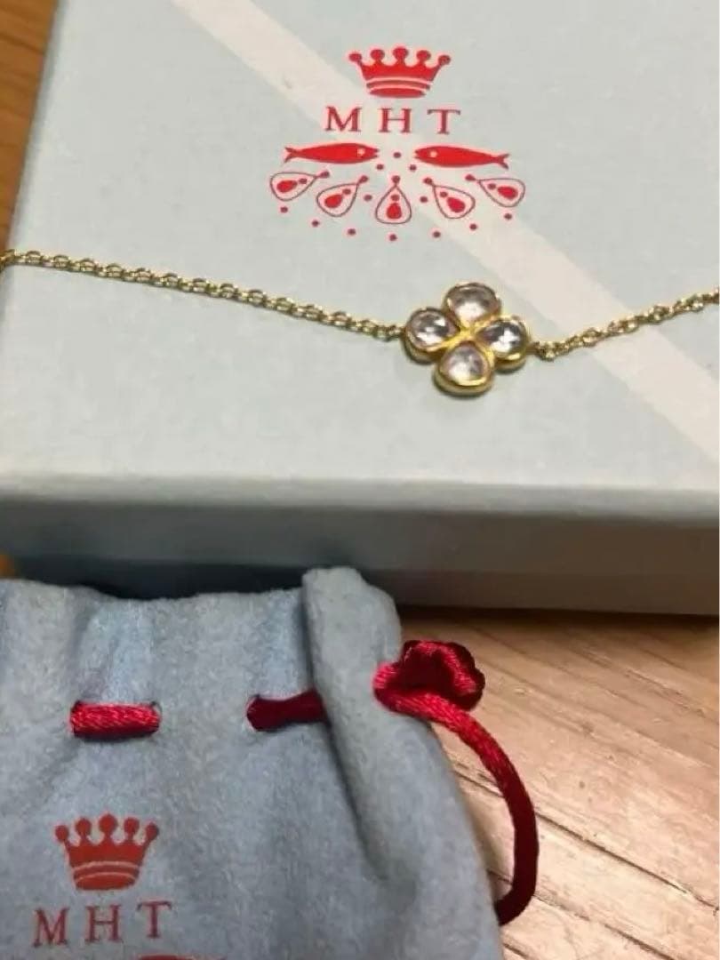 マリーエレーヌMHT K22（純度91.7%）クローバー ローズクォーツ　ブレス