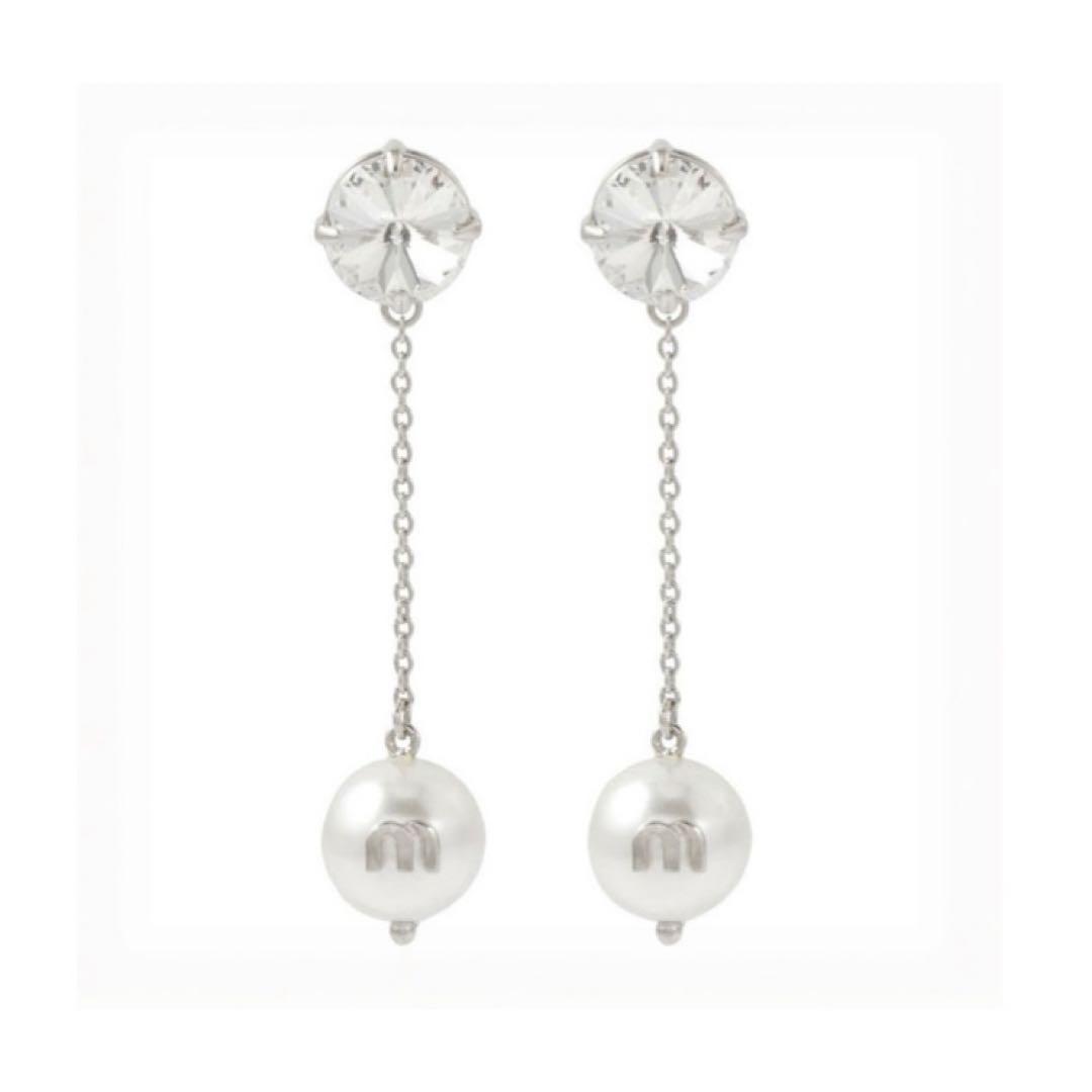 Y*i様 ❤️美品❤️miumiu ソリテール ジュエル ピアス パール ロング