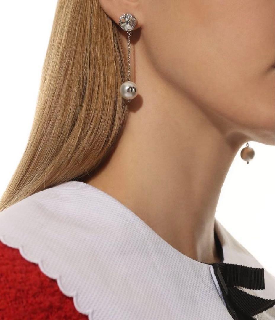 Y*i様 ❤️美品❤️miumiu ソリテール ジュエル ピアス パール ロング