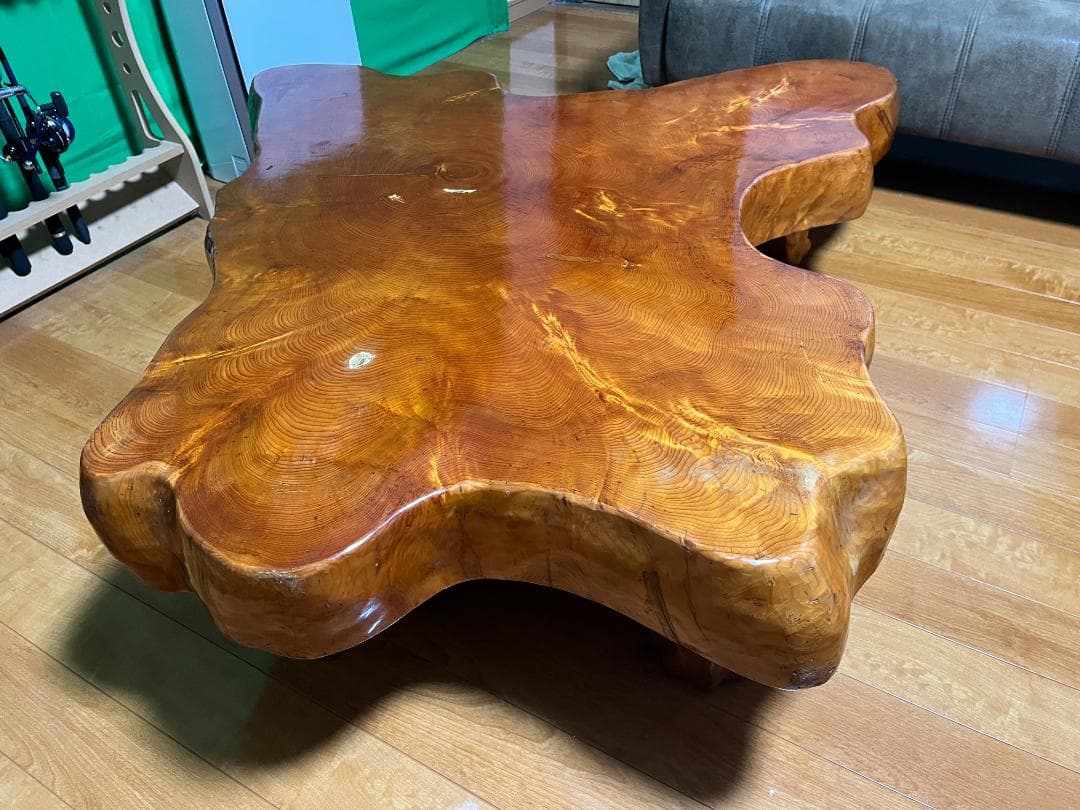 【天然木 一枚板】欅 ケヤキ テーブル 光沢仕上げ 140×70cm 60kg