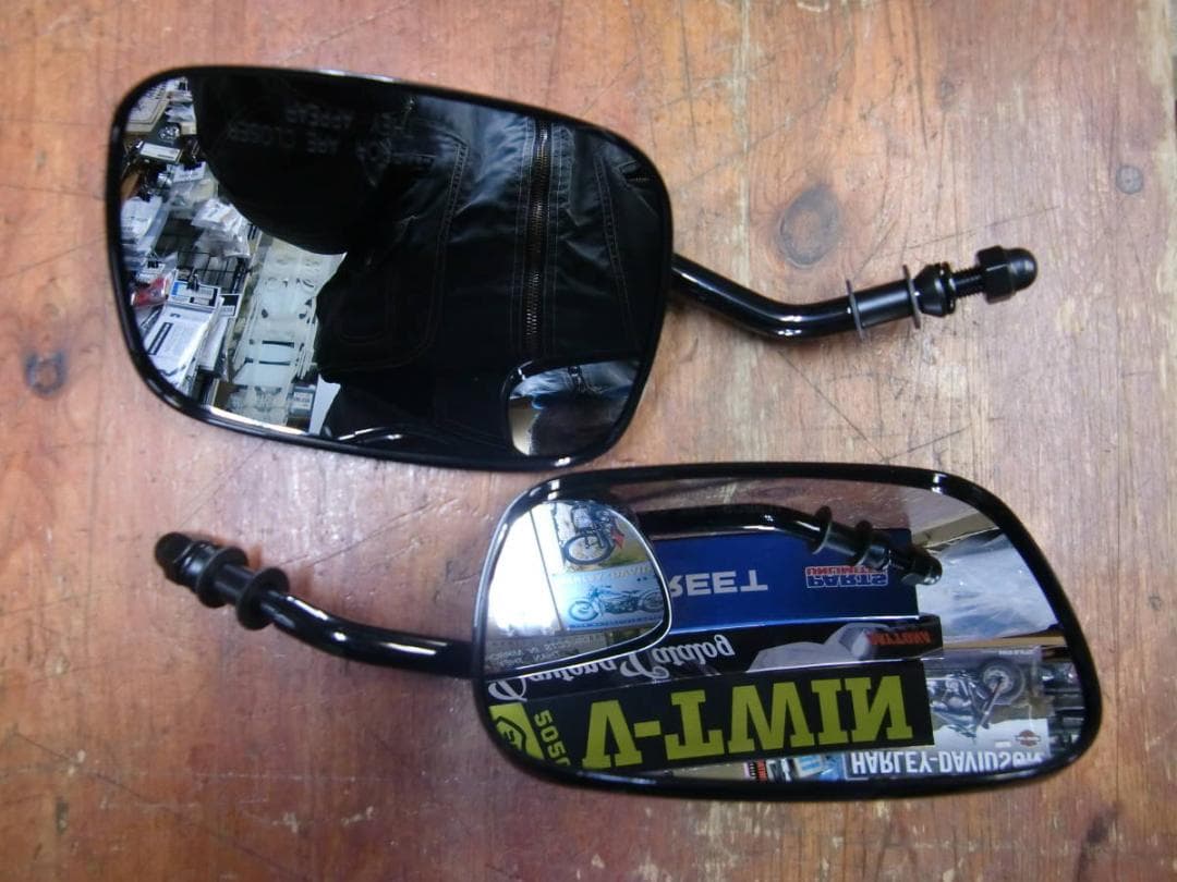 0640-0981　ハーレー純正タイプ　ブラックミラー左右セット