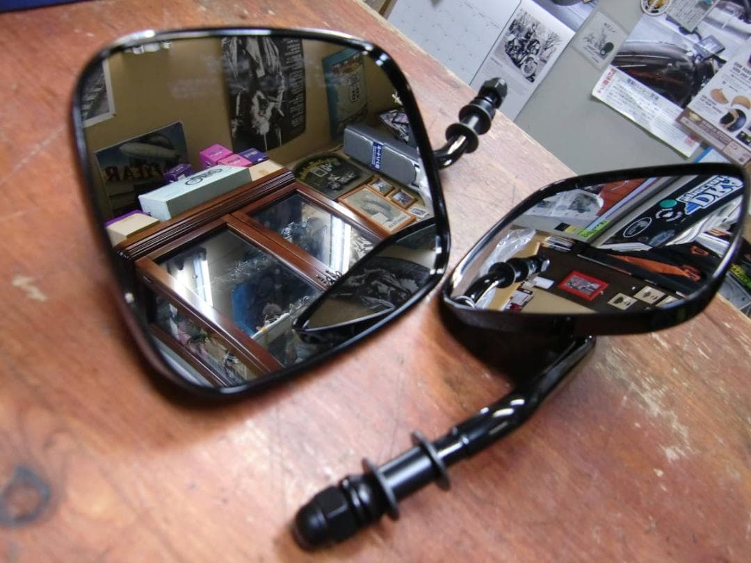 0640-0981　ハーレー純正タイプ　ブラックミラー左右セット