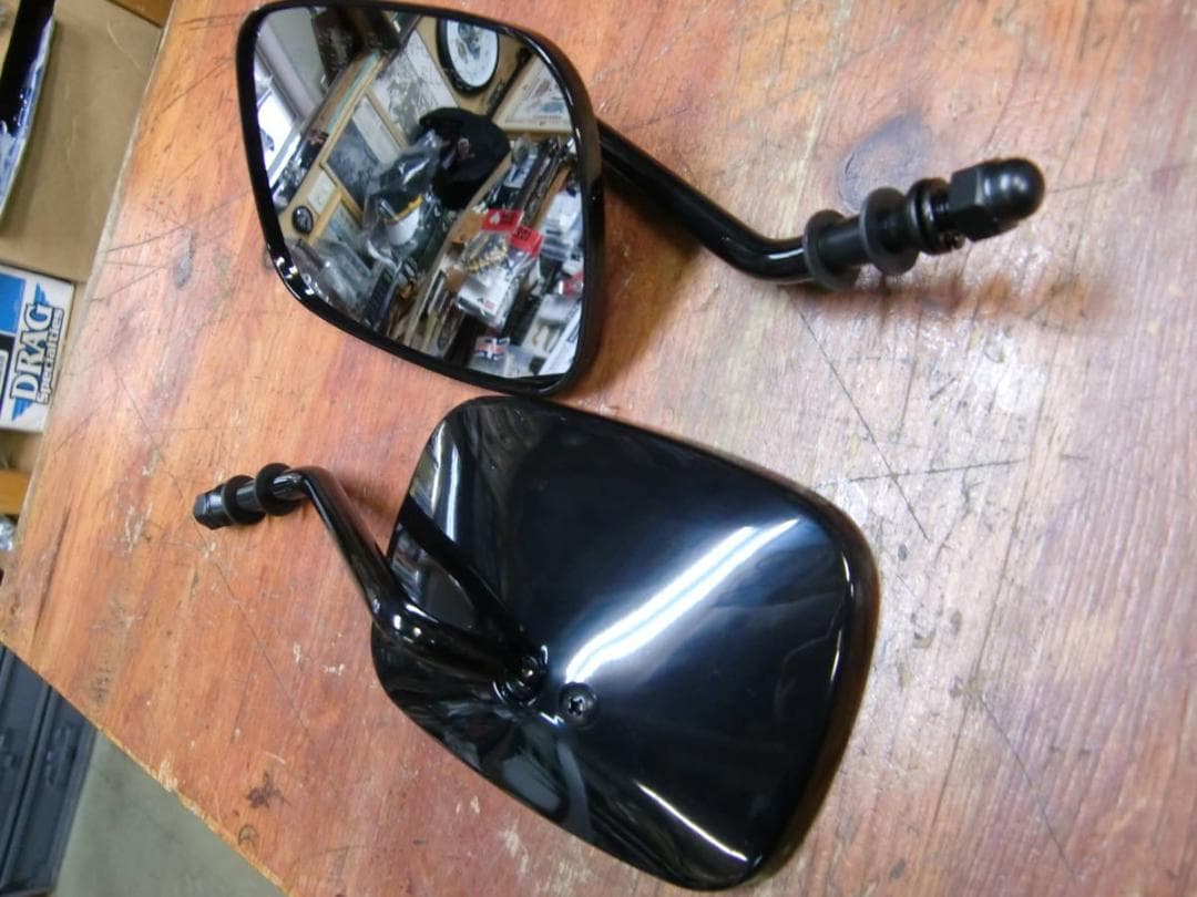 0640-0981　ハーレー純正タイプ　ブラックミラー左右セット