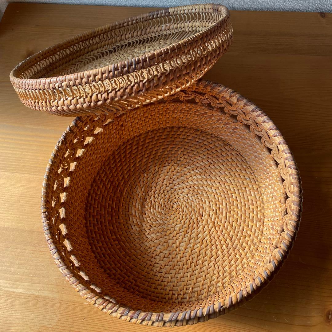 昭和レトロ　蓋付きカゴ