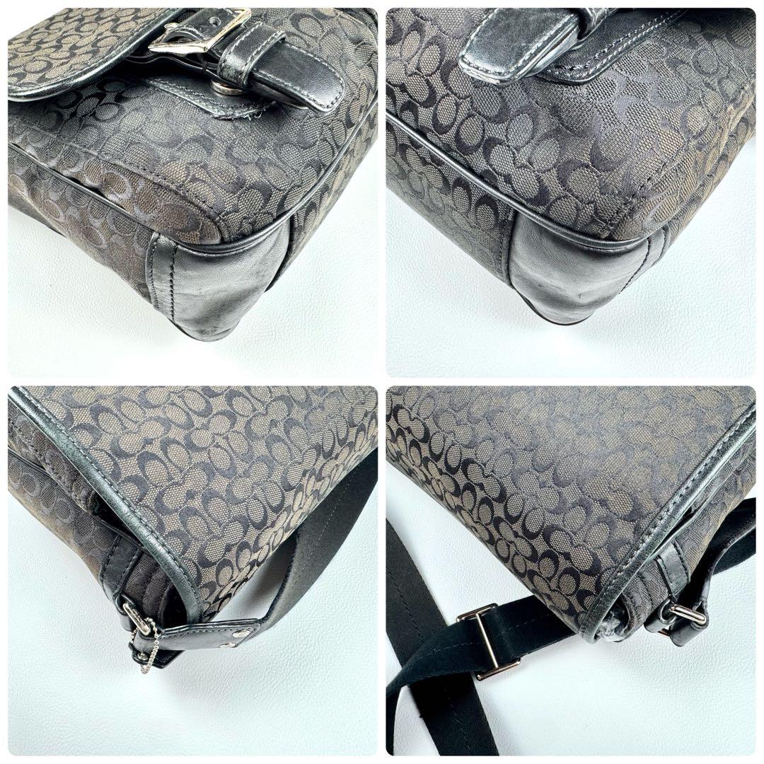 ✨美品✨コーチ　メッセンジャーバッグ　シグネチャー　キャンバス　レザー　斜め掛け