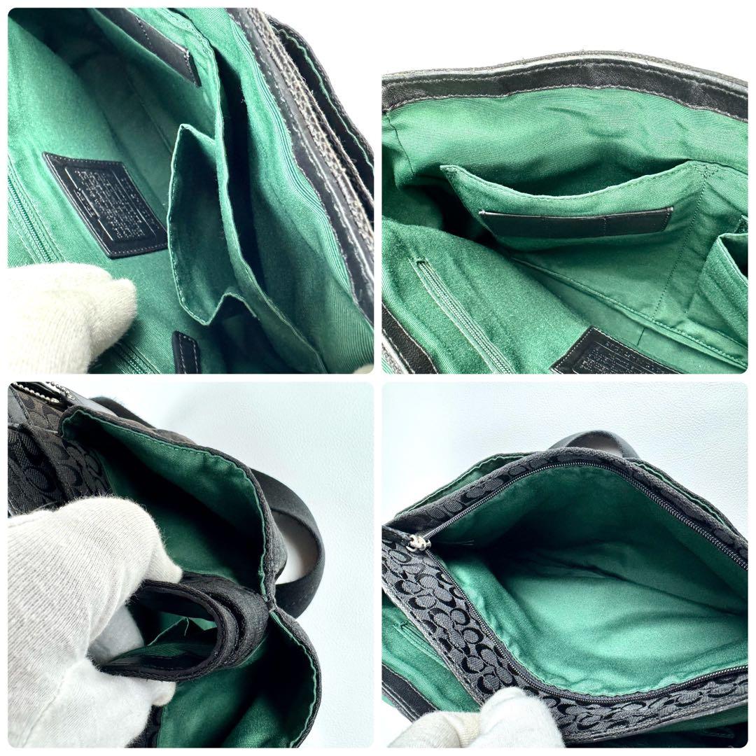 ✨美品✨コーチ　メッセンジャーバッグ　シグネチャー　キャンバス　レザー　斜め掛け