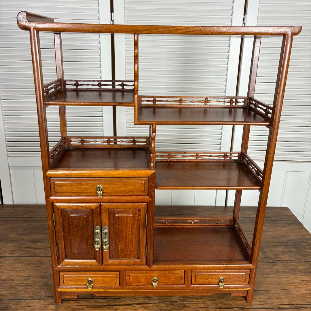 【送料込】和風家具　棚　唐木家具　和室民芸家具　アンティーク　昭和レトロ　小物入