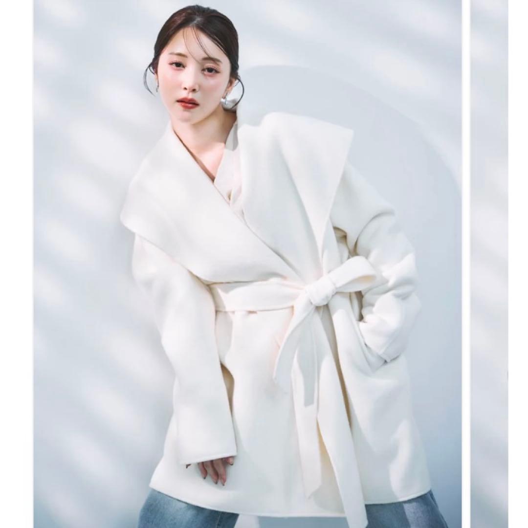 polaura ショールカラーウールミドルコート