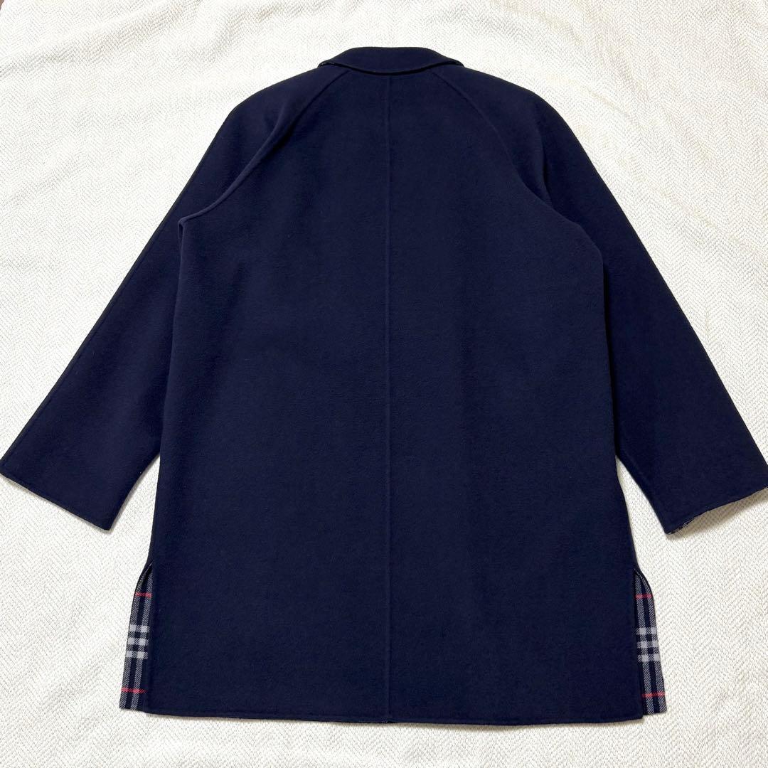 極美品 BURBERRY バーバリー 金ボタン カシミヤ混 ノバチェック コート