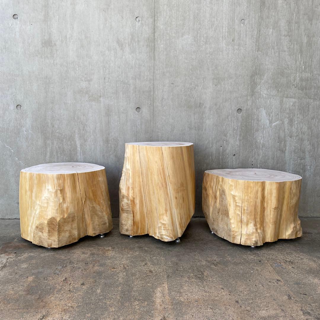 【ひのき切り株のサイドテーブル】丸太 椅子 スツール オブジェ インテリア 什器