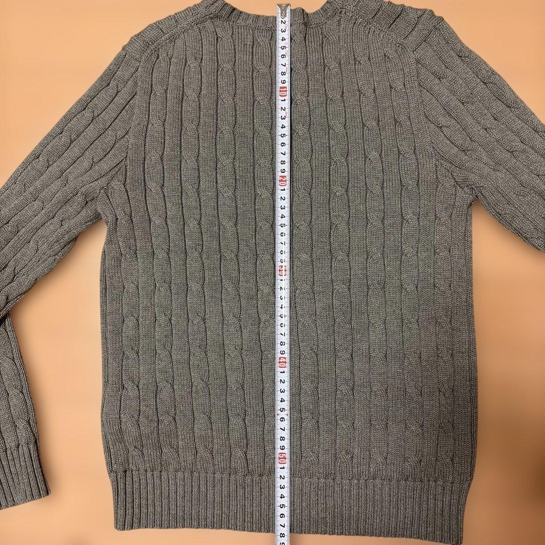 ポロラルフローレン　ケーブルニット　セーター　グレー　ポニーロゴ刺繍　コットン