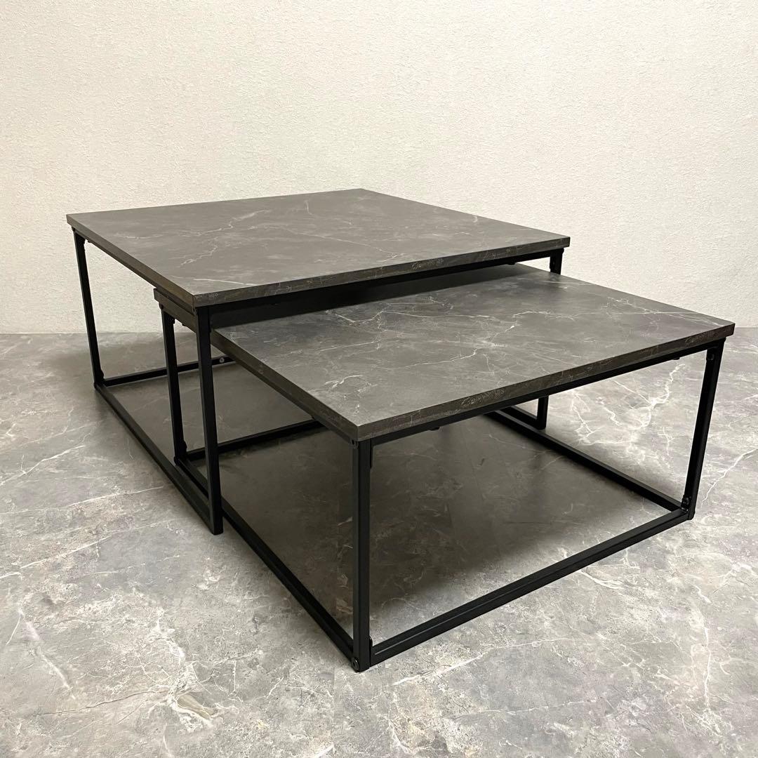 【美品】LOWYA ロウヤ 大理石柄 ネストテーブル　ローテーブル