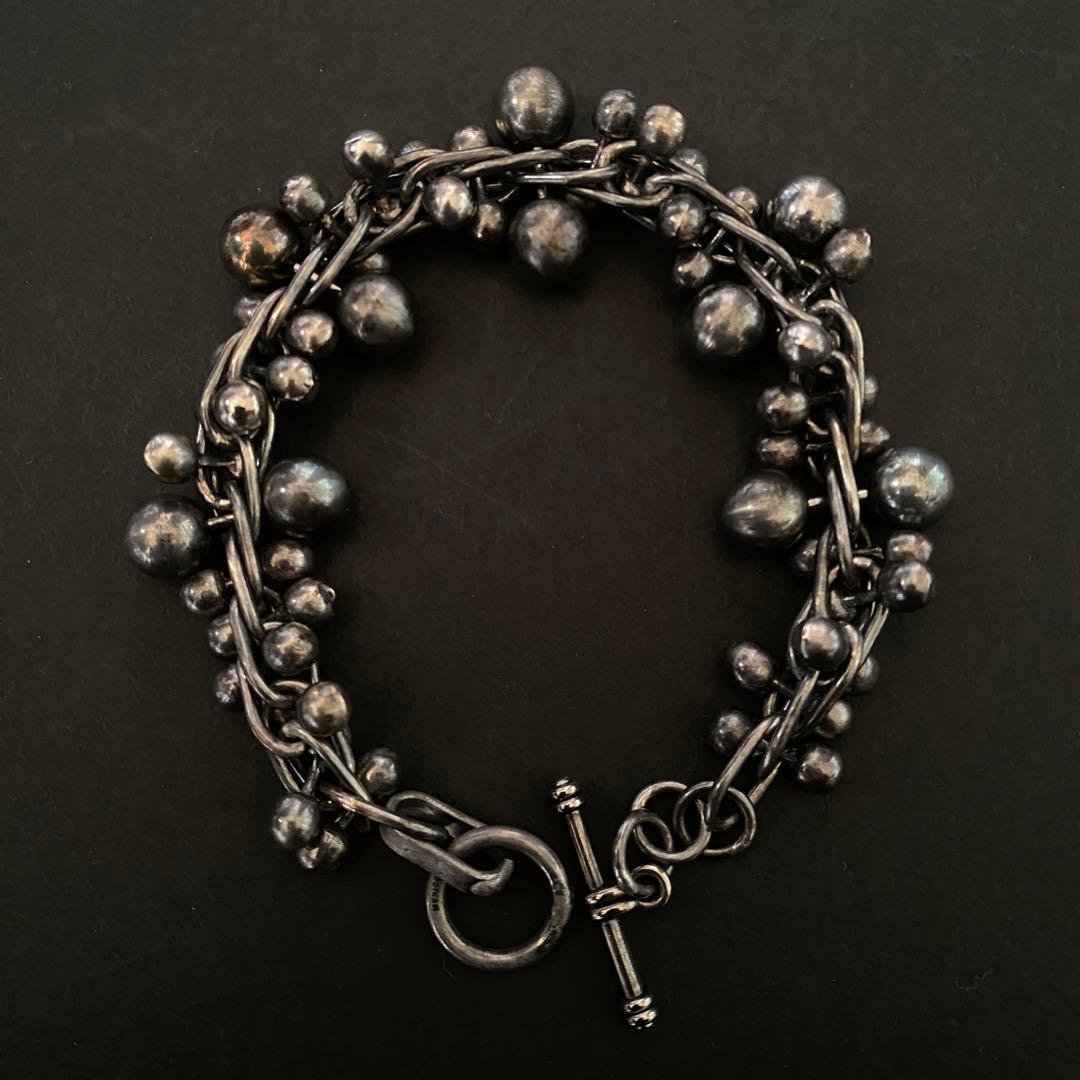 ヴィンテージ メキシコ シルバー パール DNA ブレスレット 8mm玉