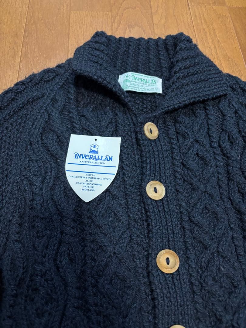【美品】インバーアラン3Aニット カーディガン 38 チャコールグレー