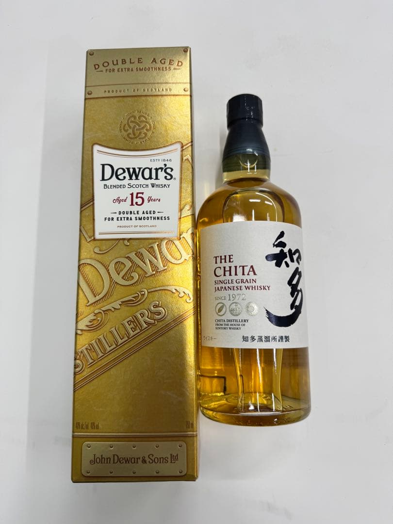 知多ウイスキー＆デュワーズ15年 (デュワーズ15年は箱無しで発送します)