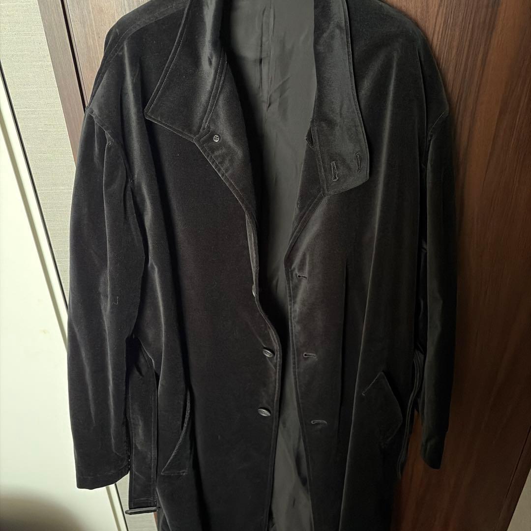 黒 ベルベット トレンチコート