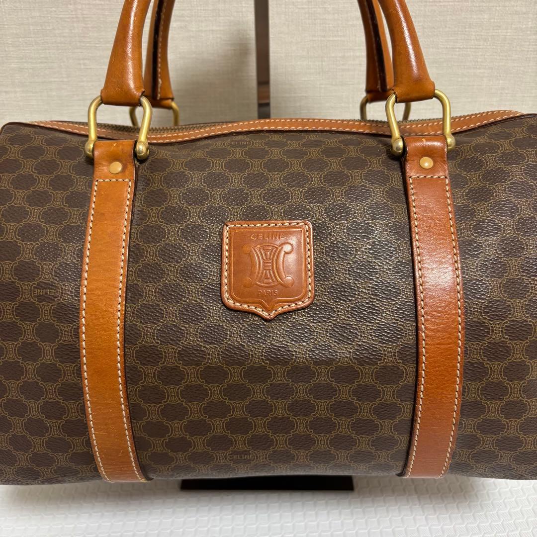 CELINE ブラウン マカダム柄 レザーボストンバッグ