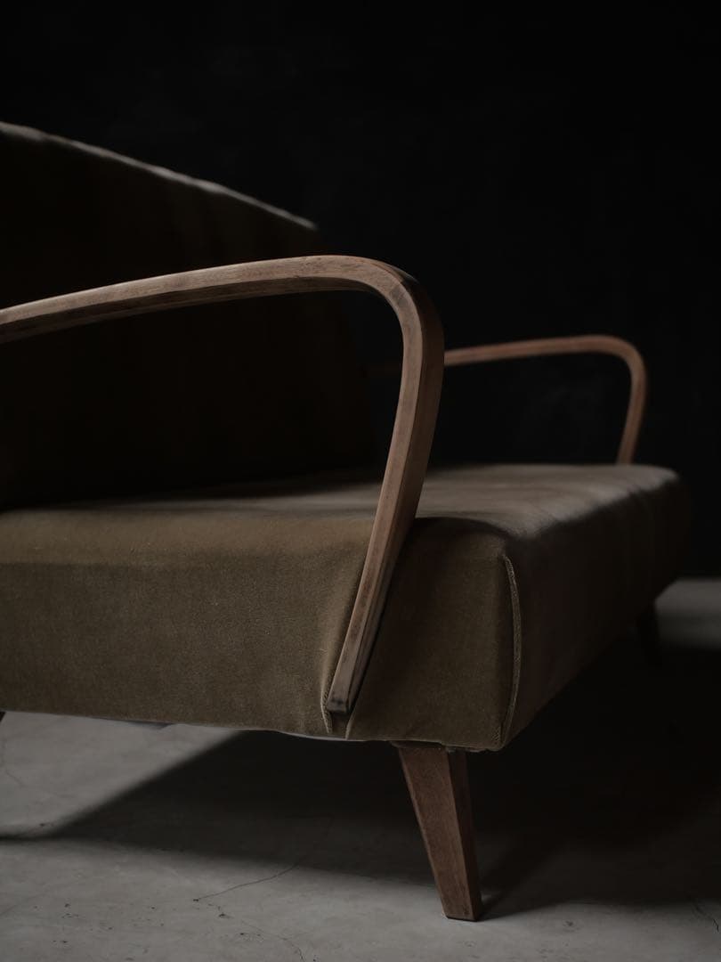 張替え済　ソファ　2人掛けソファ　椅子　古家具　アンティーク昭和レトロ　大正浪漫