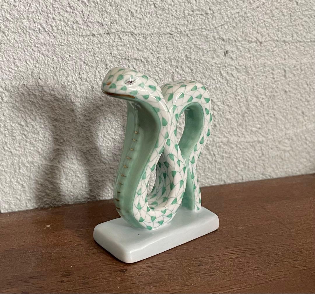 ヘレンド　HEREND フィギュリン　干支　巳　ヘビ　緑