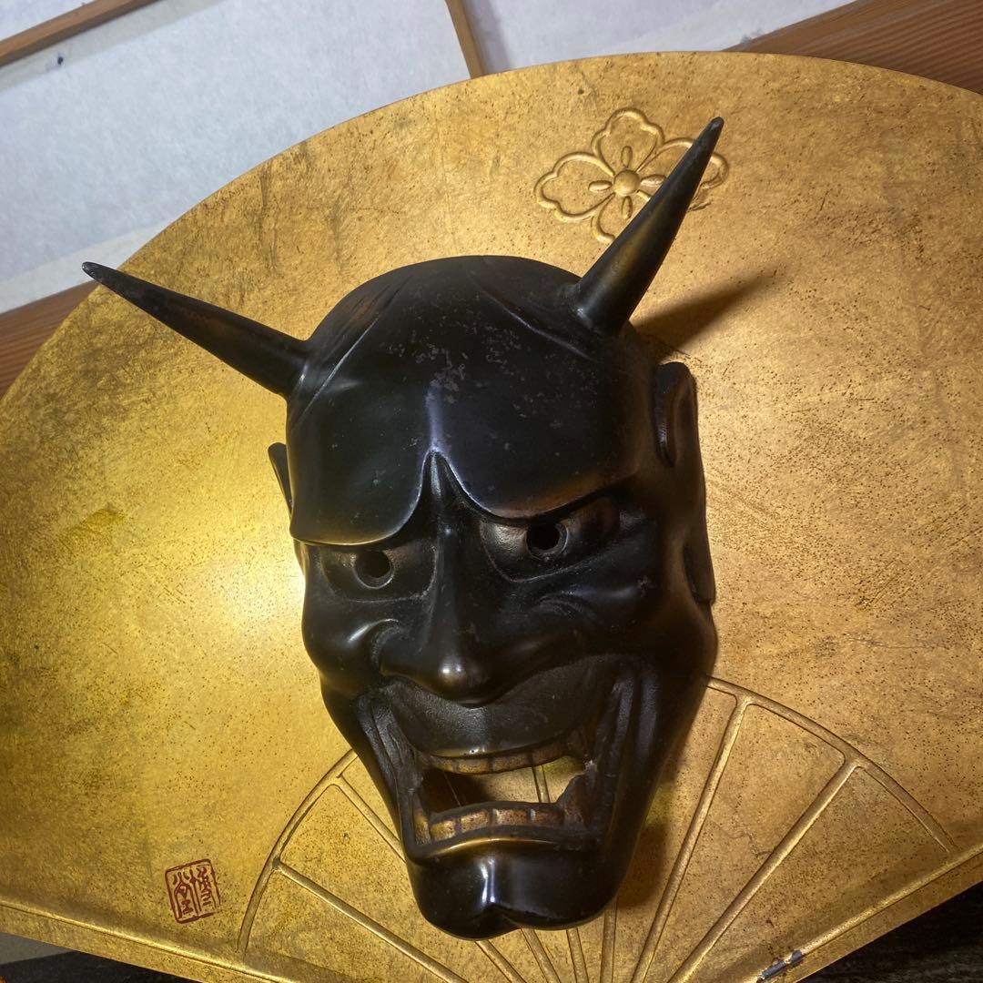 鉄製般若面【扇子額付】