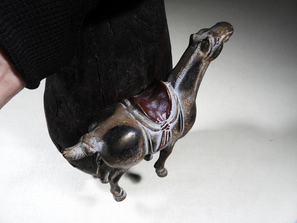 ●来年の干支 午 馬 瓢箪から駒 縁起物 古木の瓢箪 陶器の馬 壁掛け 縦47㎝