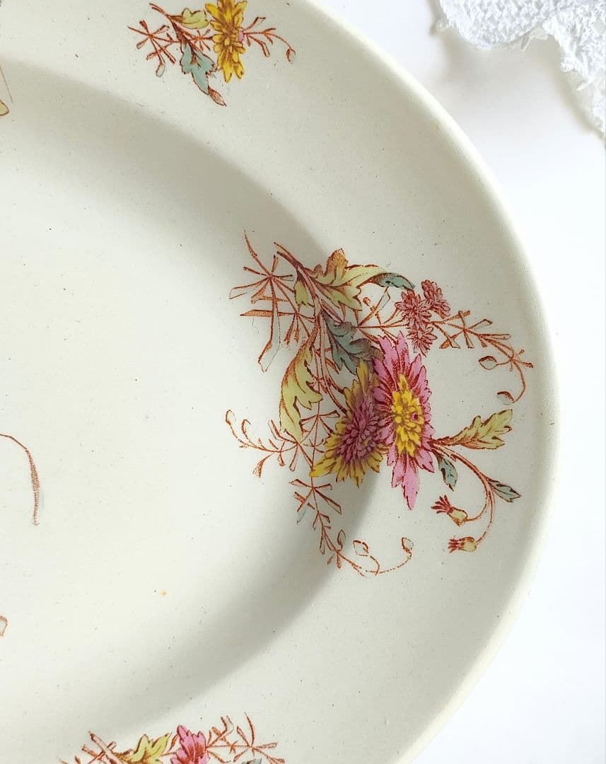 希少　美品　リュネビル　お花のオーバル皿　フランスアンティーク