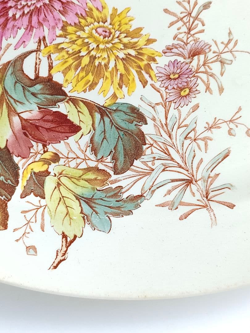 希少　美品　リュネビル　お花のオーバル皿　フランスアンティーク