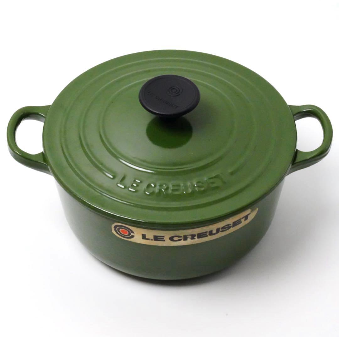 【美品】LE CREUSET　ココット ロンド レーシンググリーン　18cm