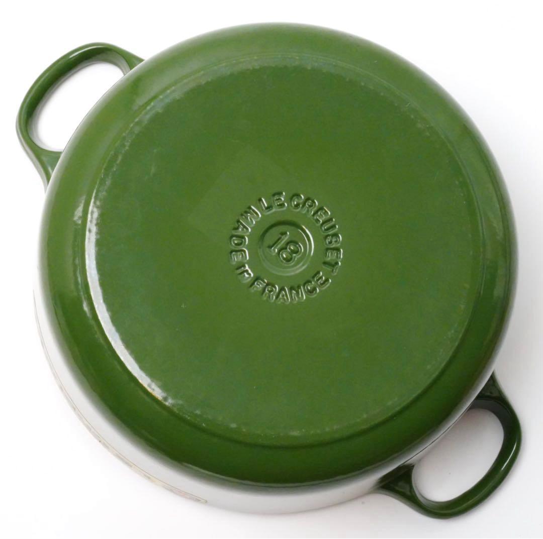 【美品】LE CREUSET　ココット ロンド レーシンググリーン　18cm