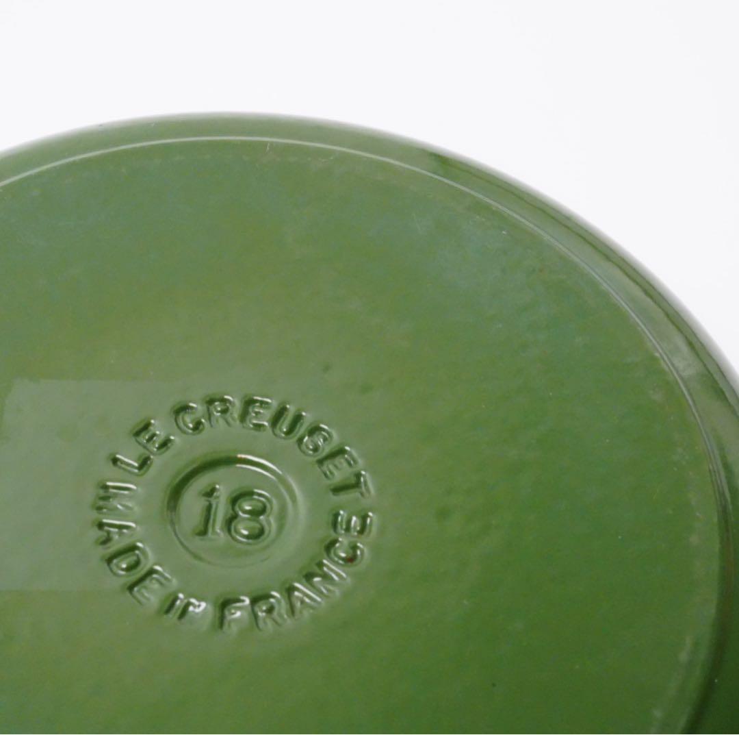 【美品】LE CREUSET　ココット ロンド レーシンググリーン　18cm