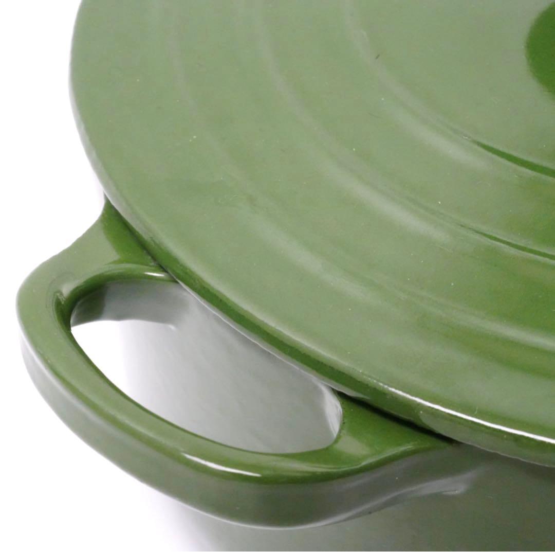 【美品】LE CREUSET　ココット ロンド レーシンググリーン　18cm