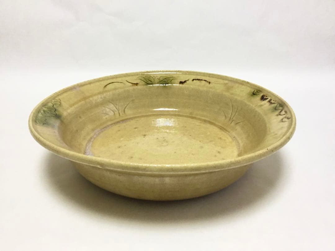 茶道具 古物品 黄瀬戸 平鉢 菓子器 加藤芳右衛門 共箱