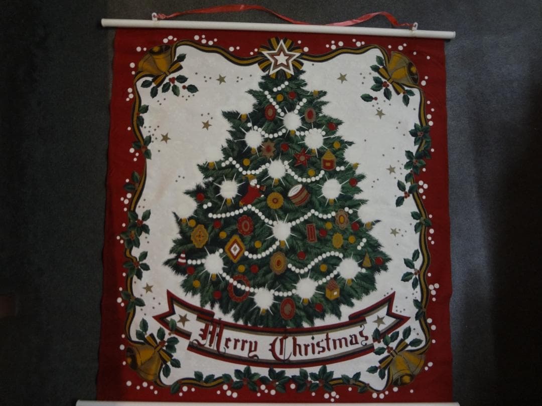 クリスマスツリー　　綿素材タベストリー