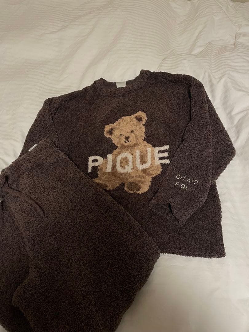 美品　ジェラートピケ　ベアージャガードプルオーバー　セットアップ
