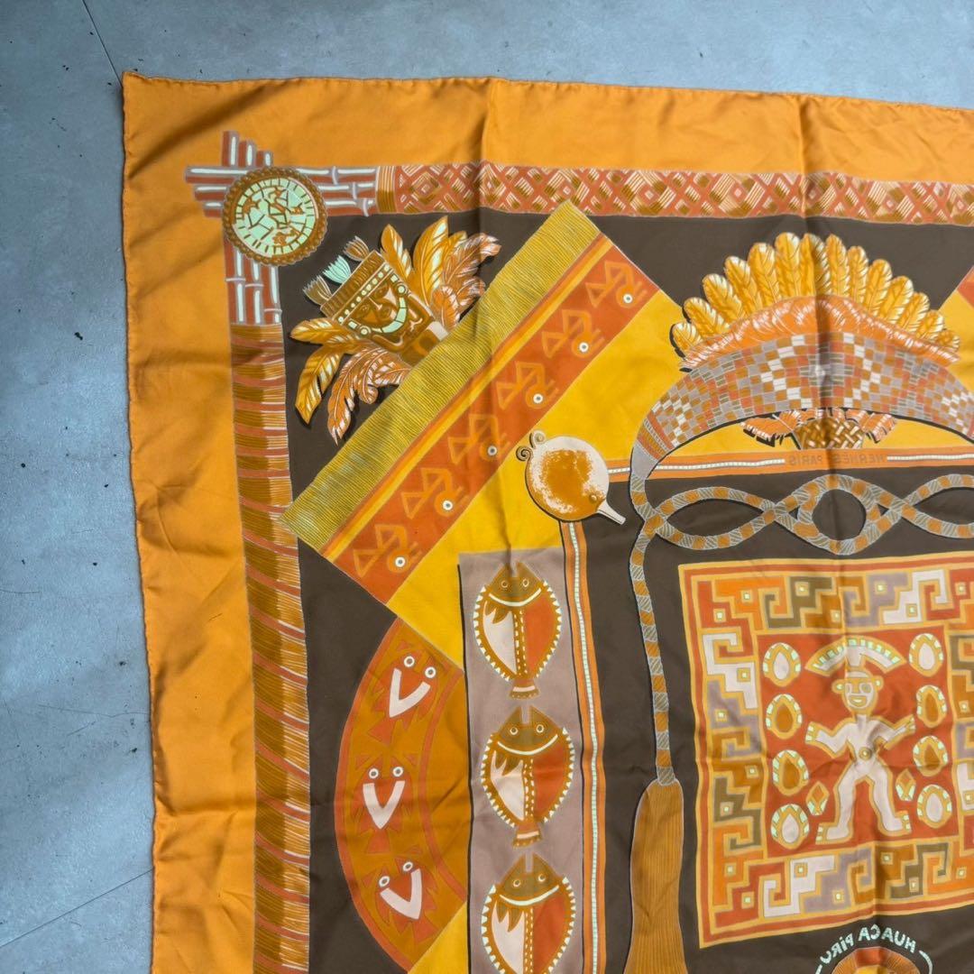 HERMES カレ90 HUACA PIRU 神聖なるペルー シルク スカーフ