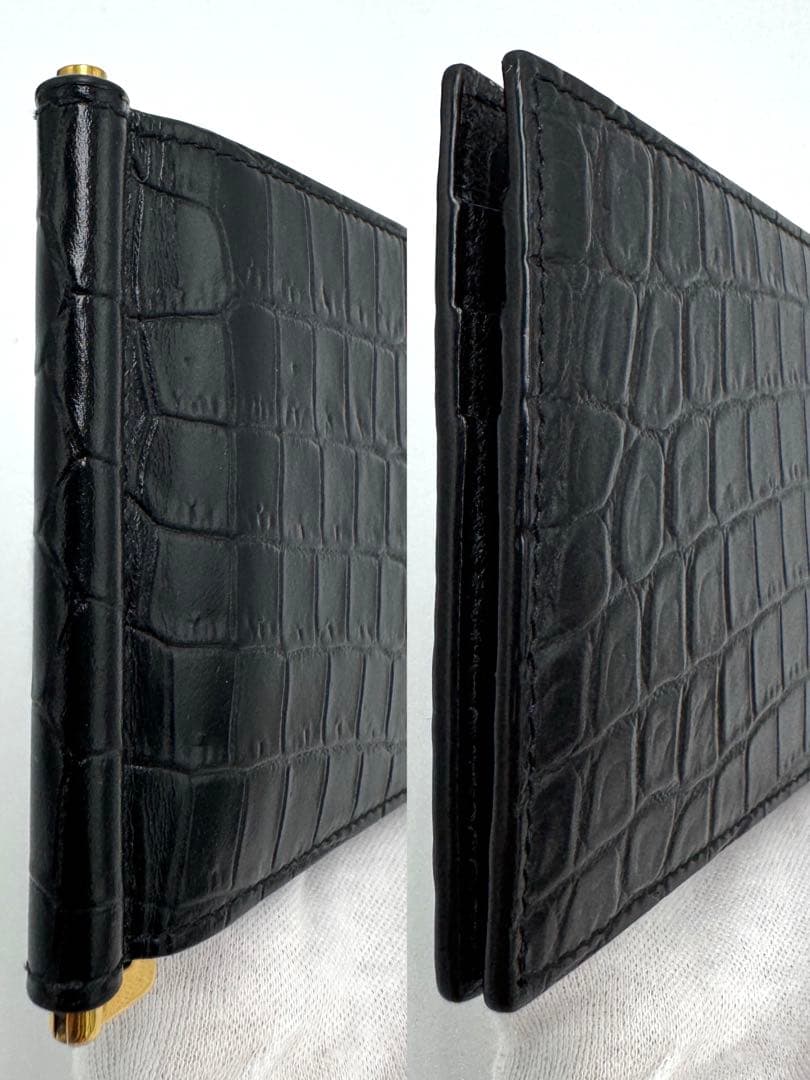 【美品】サンローラン マネークリップ クロコ型押し カサンドラ YSLライン